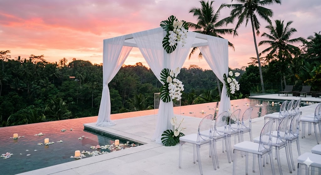 Konsep wedding sederhana di vila atau resort